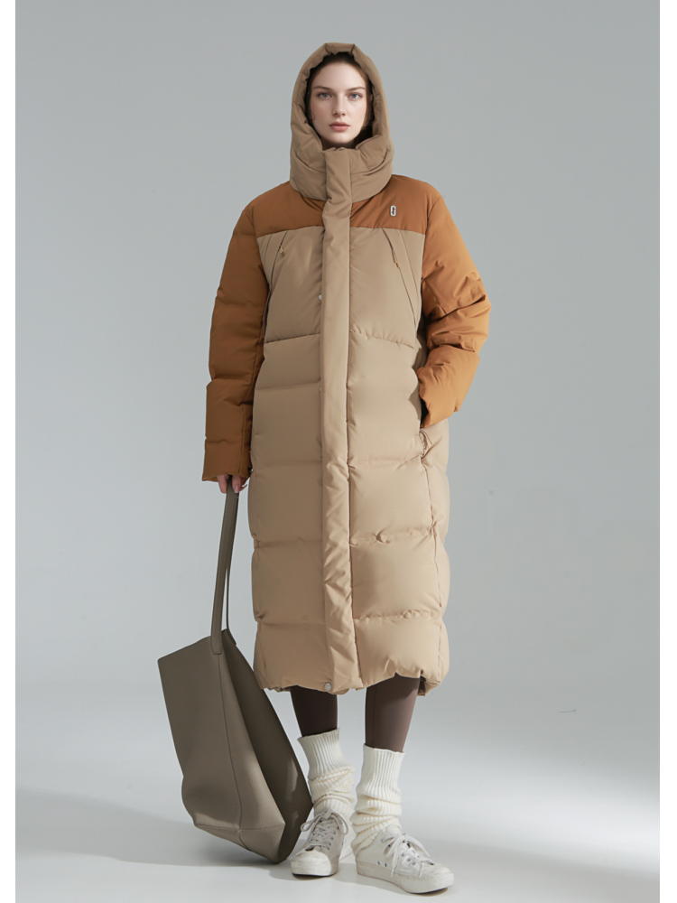 Macaron Color Long Down Coat for Women – Warm Lightweight Goose Down Puffer Jacket, Outdoor Winter Outerwear
