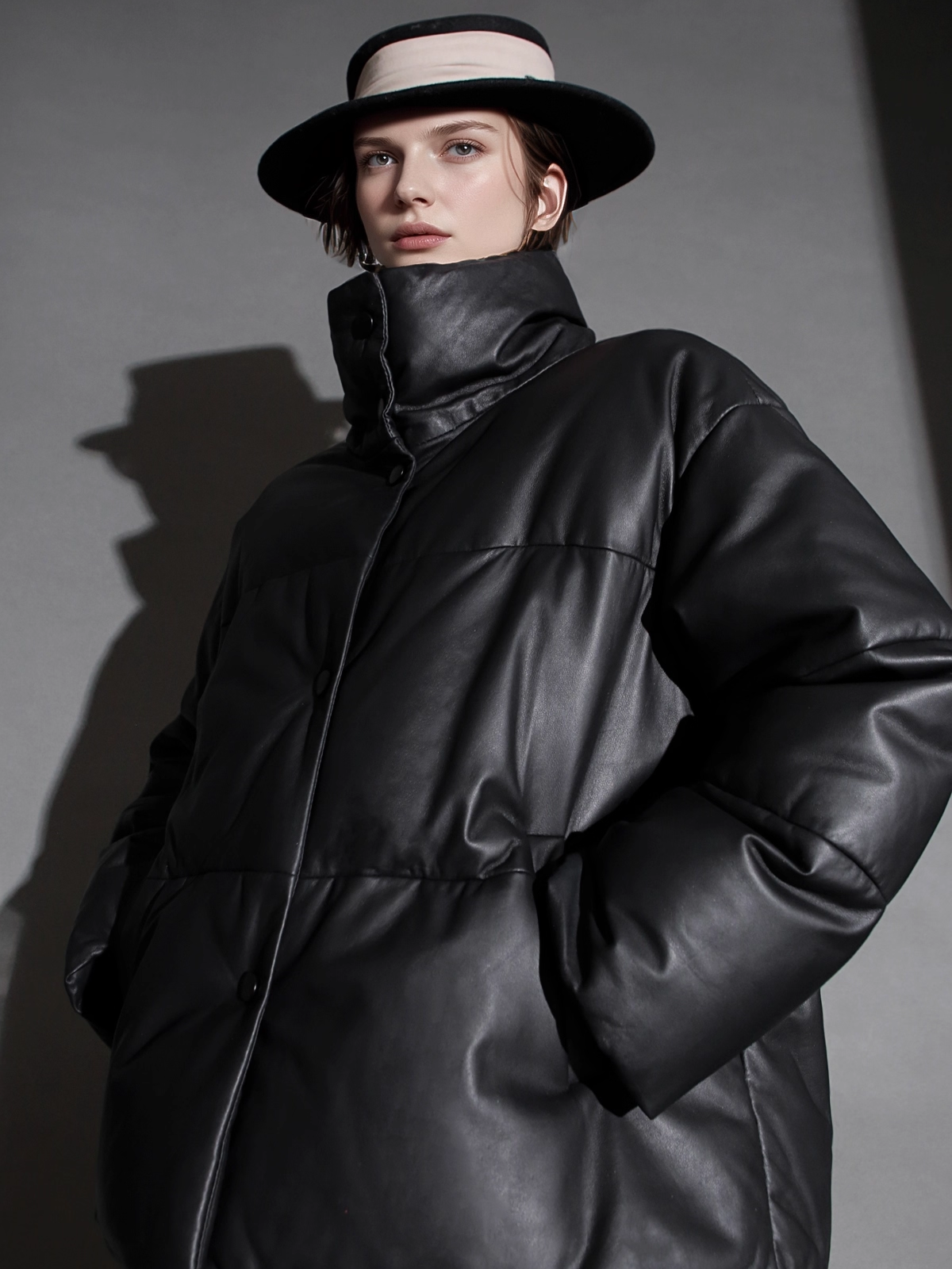 Women’s Genuine Sheepskin Down Jacket | Stand Collar White Goose Down Leather Coat for Fall and Winter