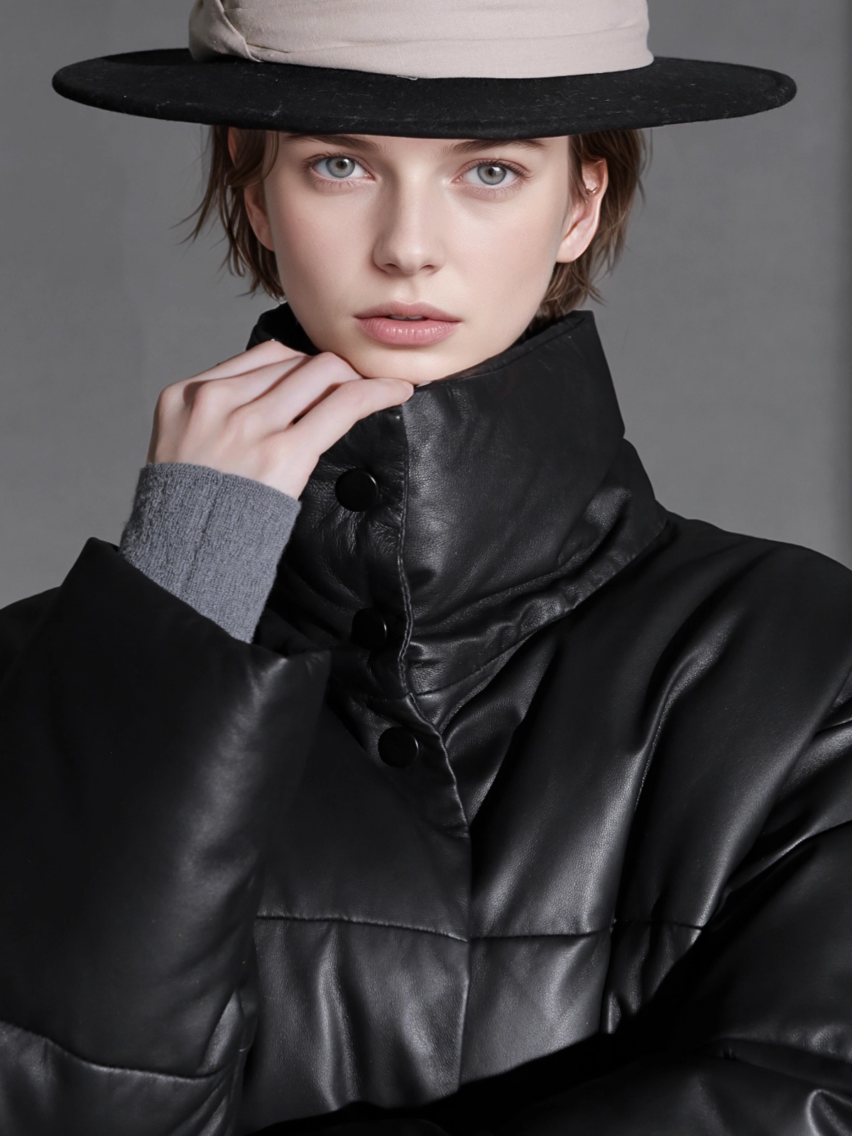 Women’s Genuine Sheepskin Down Jacket | Stand Collar White Goose Down Leather Coat for Fall and Winter