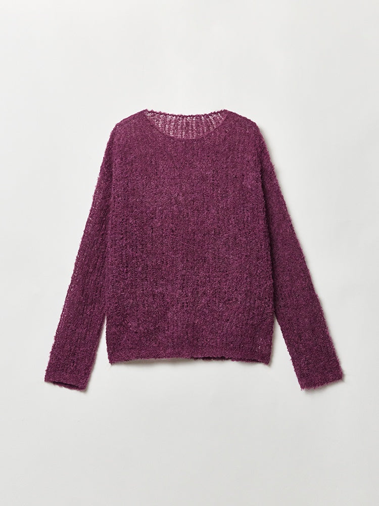 Soft Fufu Marshmallow Alpaca Knit – Luxury Slim-Fit Boat-Neck Peruvian Wool