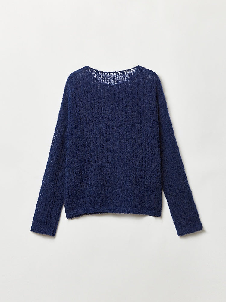 Soft Fufu Marshmallow Alpaca Knit – Luxury Slim-Fit Boat-Neck Peruvian Wool