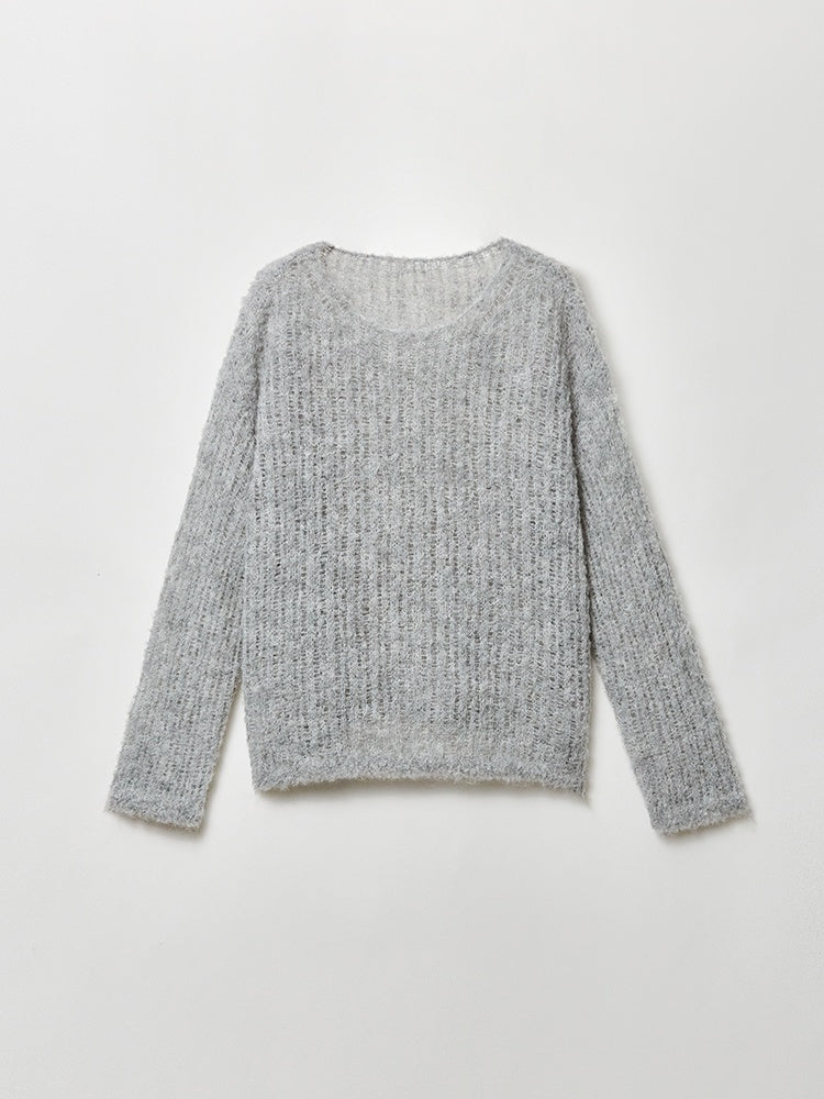 Soft Fufu Marshmallow Alpaca Knit – Luxury Slim-Fit Boat-Neck Peruvian Wool