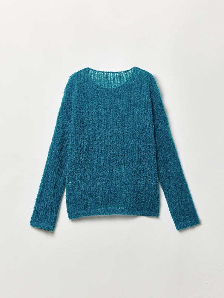 Soft Fufu Marshmallow Alpaca Knit – Luxury Slim-Fit Boat-Neck Peruvian Wool