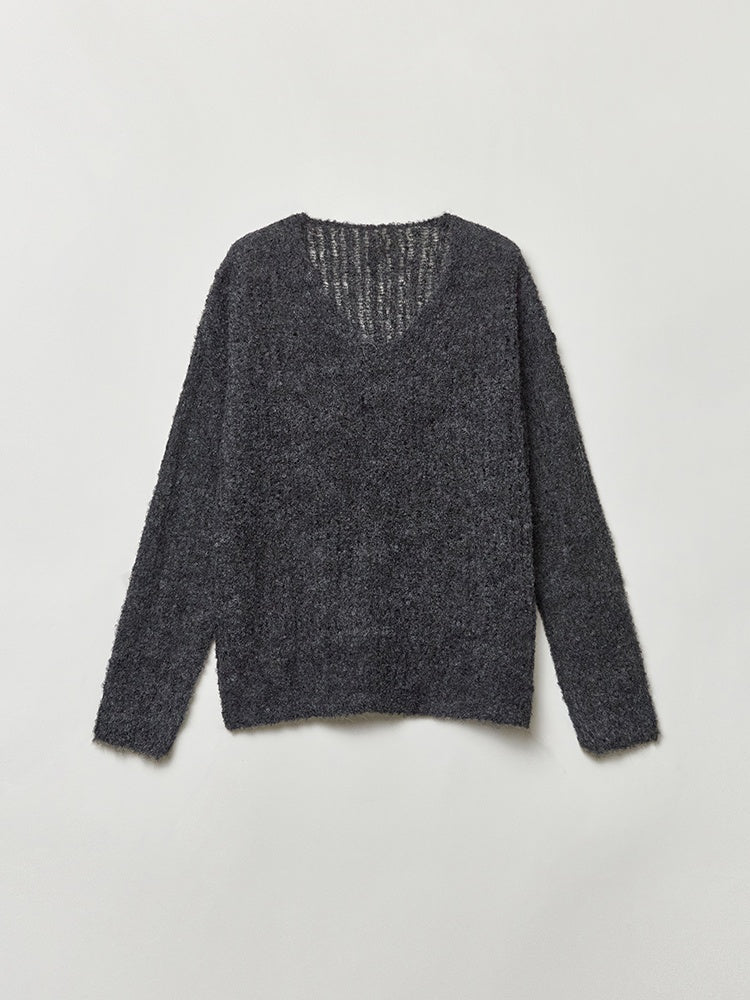 Soft Fufu Marshmallow Alpaca Knit – Luxury Slim-Fit Boat-Neck Peruvian Wool
