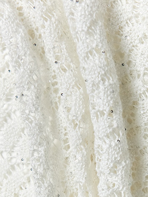 Old Money Vacation Cardigan – Natural Luxury Linen Blend with Diamond Glitter