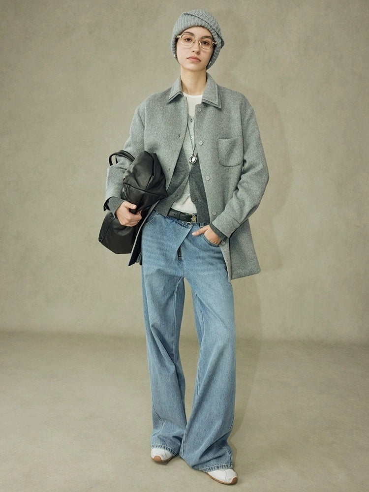 Old Money Style Tweed Wool Coat – High-End Lapel Shirt Top for Autumn/Winter