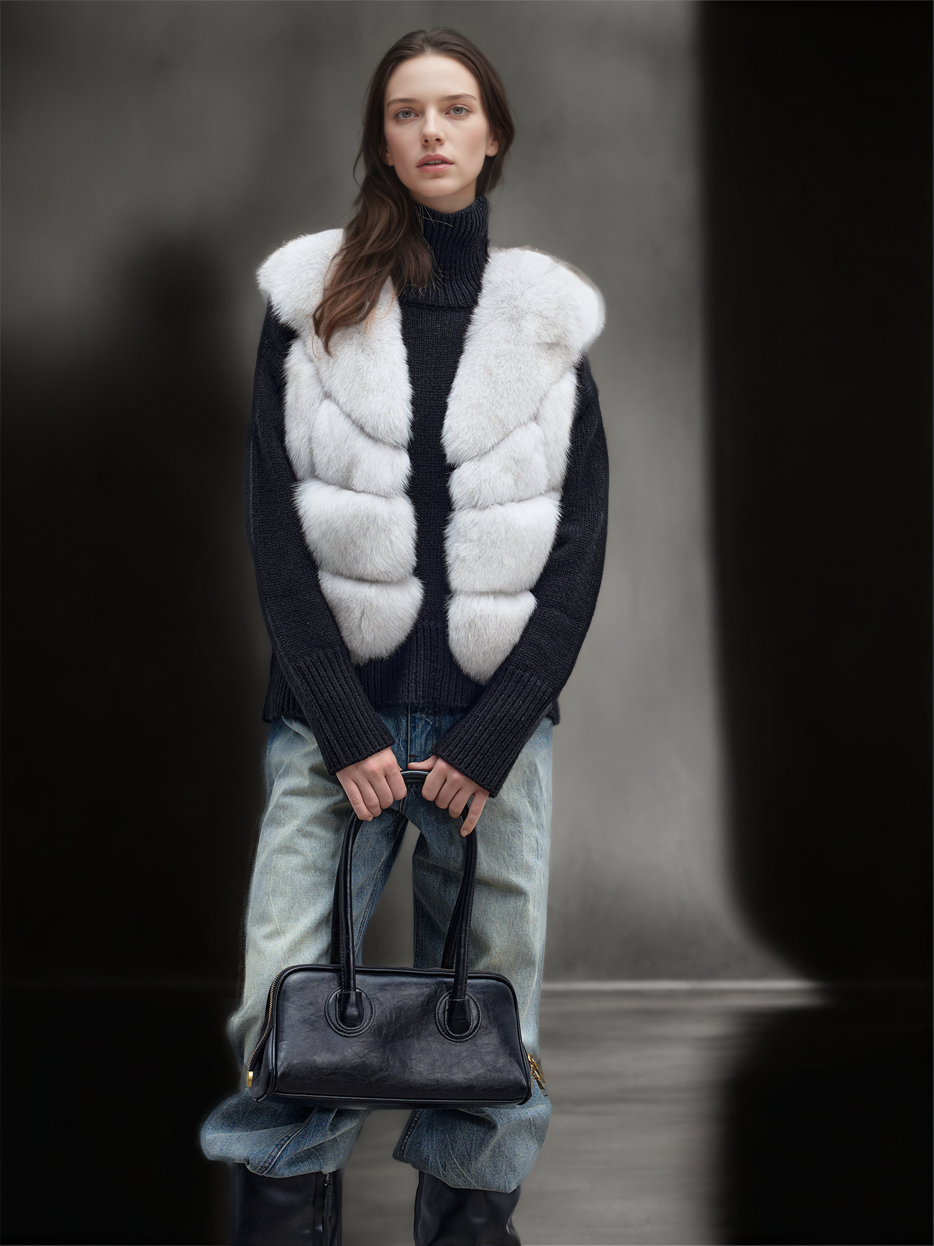 Women’s Fox Fur Vest | Short Winter Gilet Inspired by Finnish Saga Furs Design