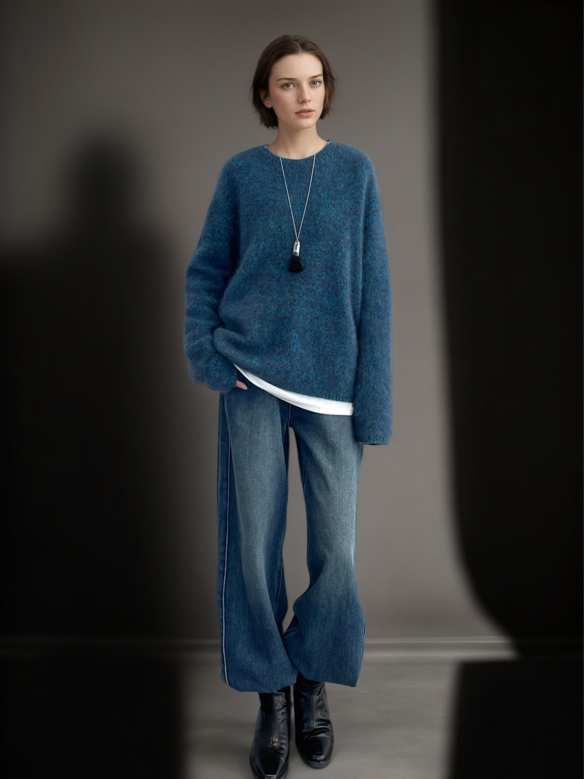 Women’s 100% Wool Hooded Sweater | Soft Brushed Knit Pullover with Loose Relaxed Fit for Winter