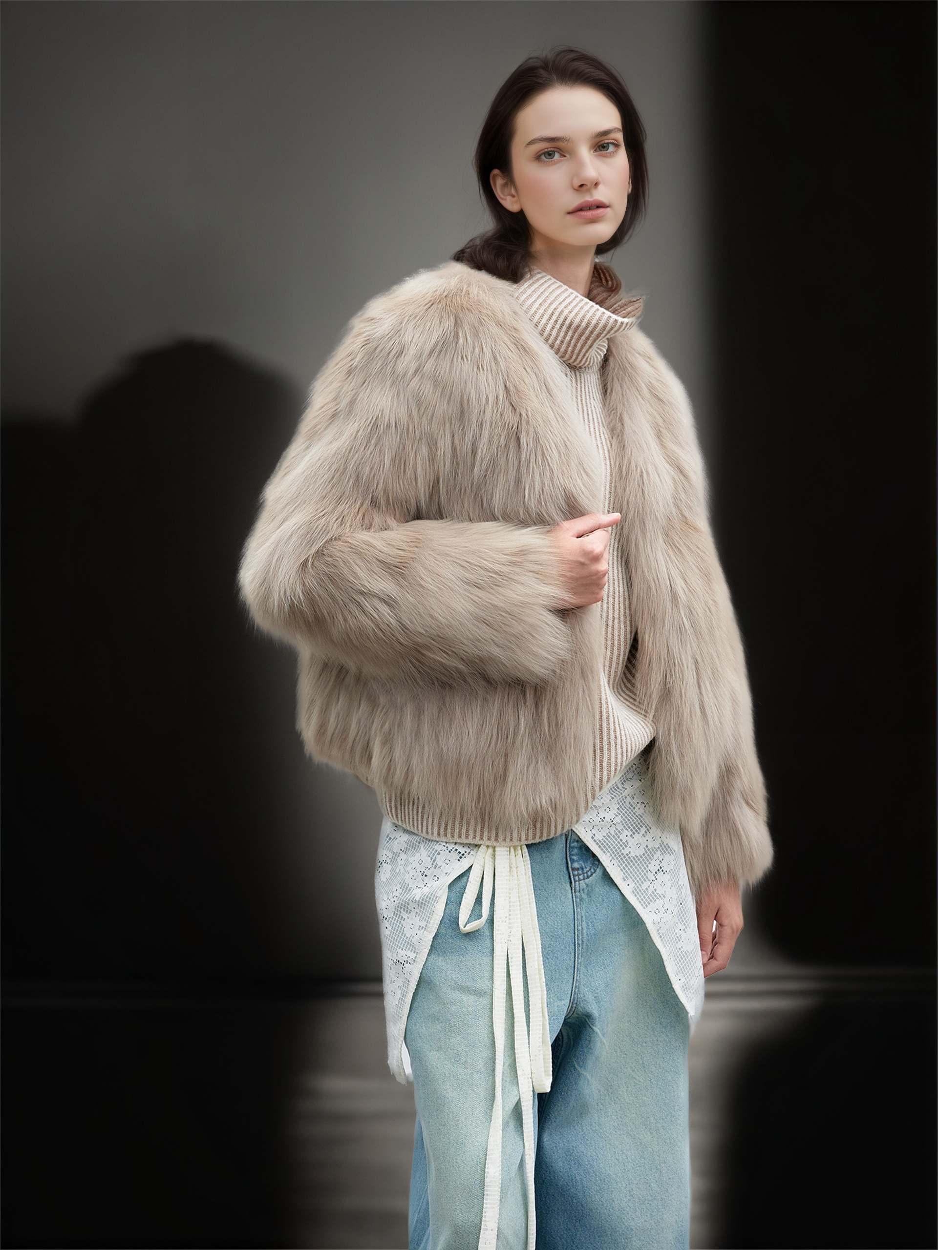 Women’s  Fox Fur Jacket | Slim Fit Short Winter Coat Inspired by Finnish Design