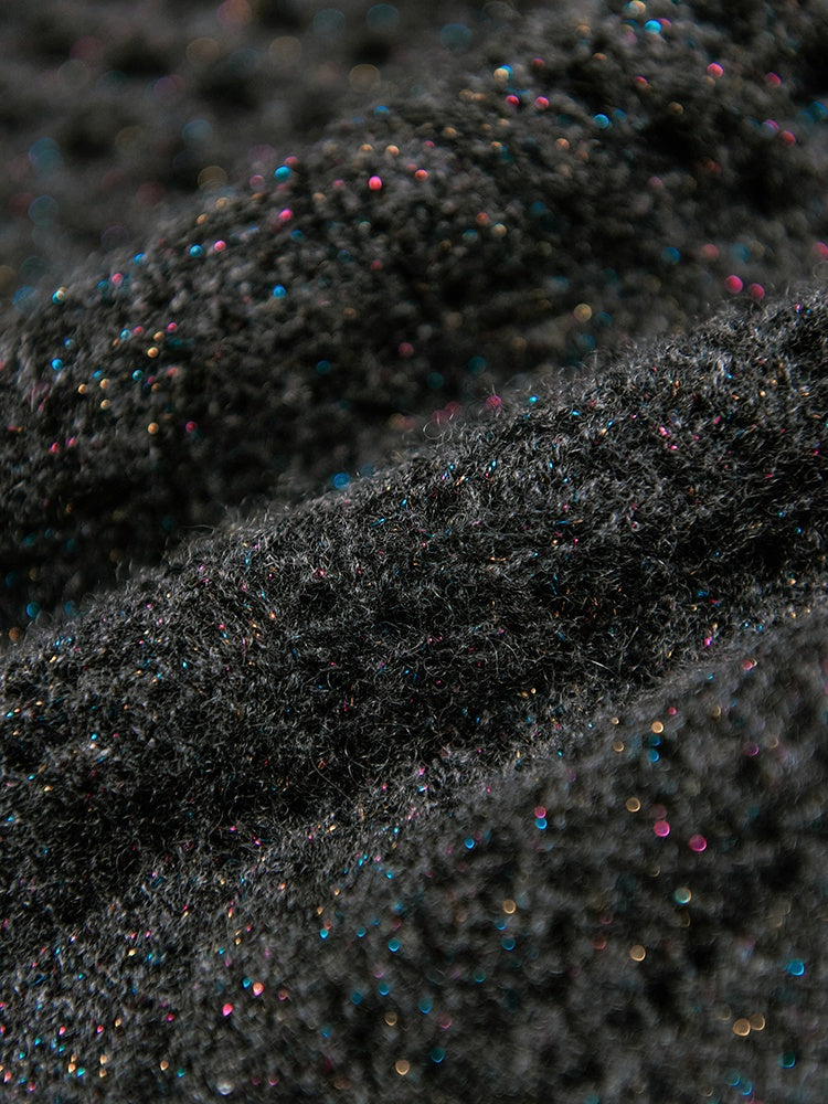 South of France Holiday Glitter Cardigan – Cashmere Blend Metallic Loose-Fit Knit