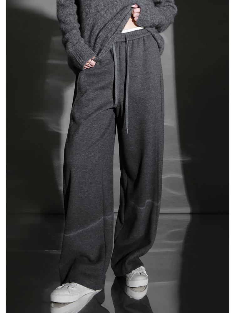 Wool Blend Drawstring Wide-Leg Pants – Color Block Casual Trousers for Women, Trendy Relaxed Fit Banana Pants for Autumn/Winter