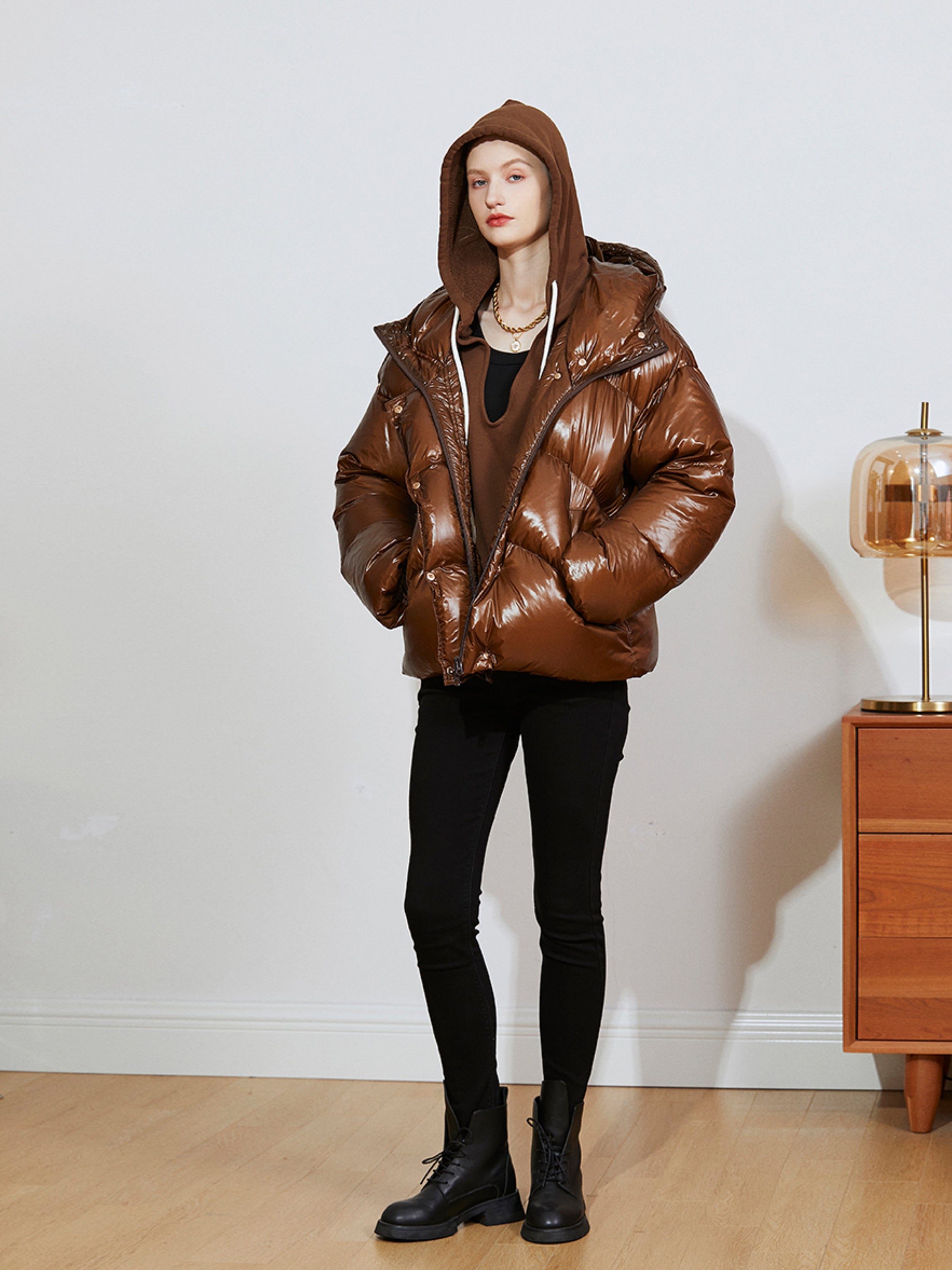 Double-Filled 90% White Duck Down Puffer Coat & Skirt Set – Thick Winter Outfit for Women