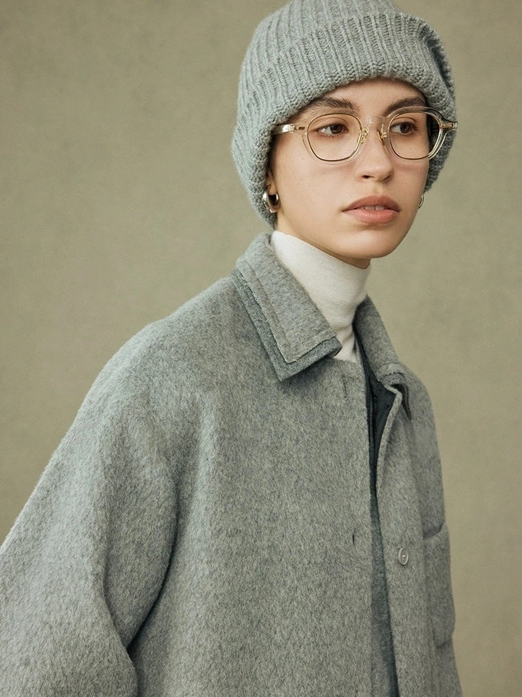 Old Money Style Tweed Wool Coat – High-End Lapel Shirt Top for Autumn/Winter