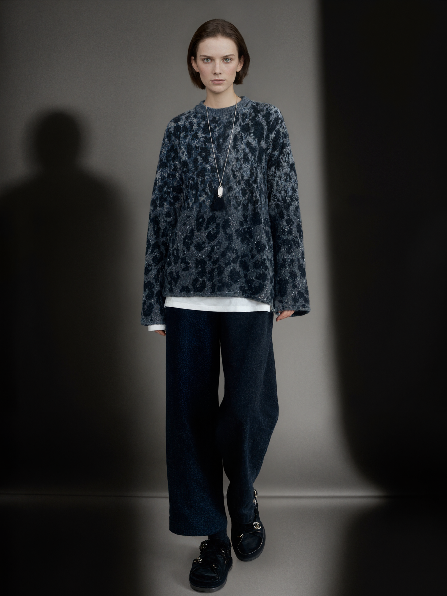 Women’s Leopard Print Cashmere Wool Sweater | Soft Brushed Knit Pullover for Fall Winter