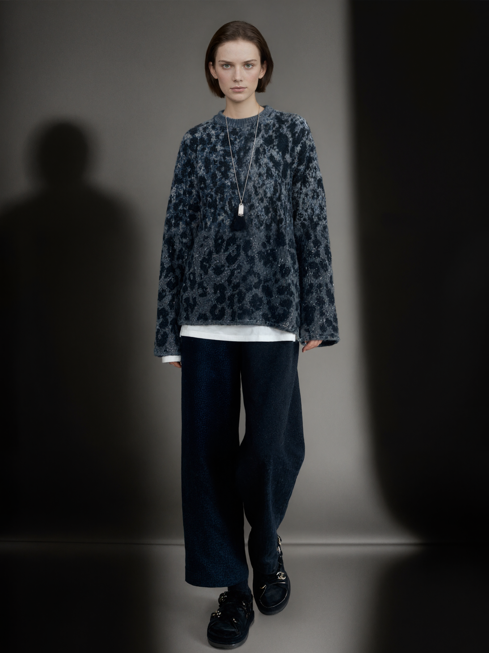 Women’s Leopard Print Cashmere Wool Sweater | Soft Brushed Knit Pullover for Fall Winter