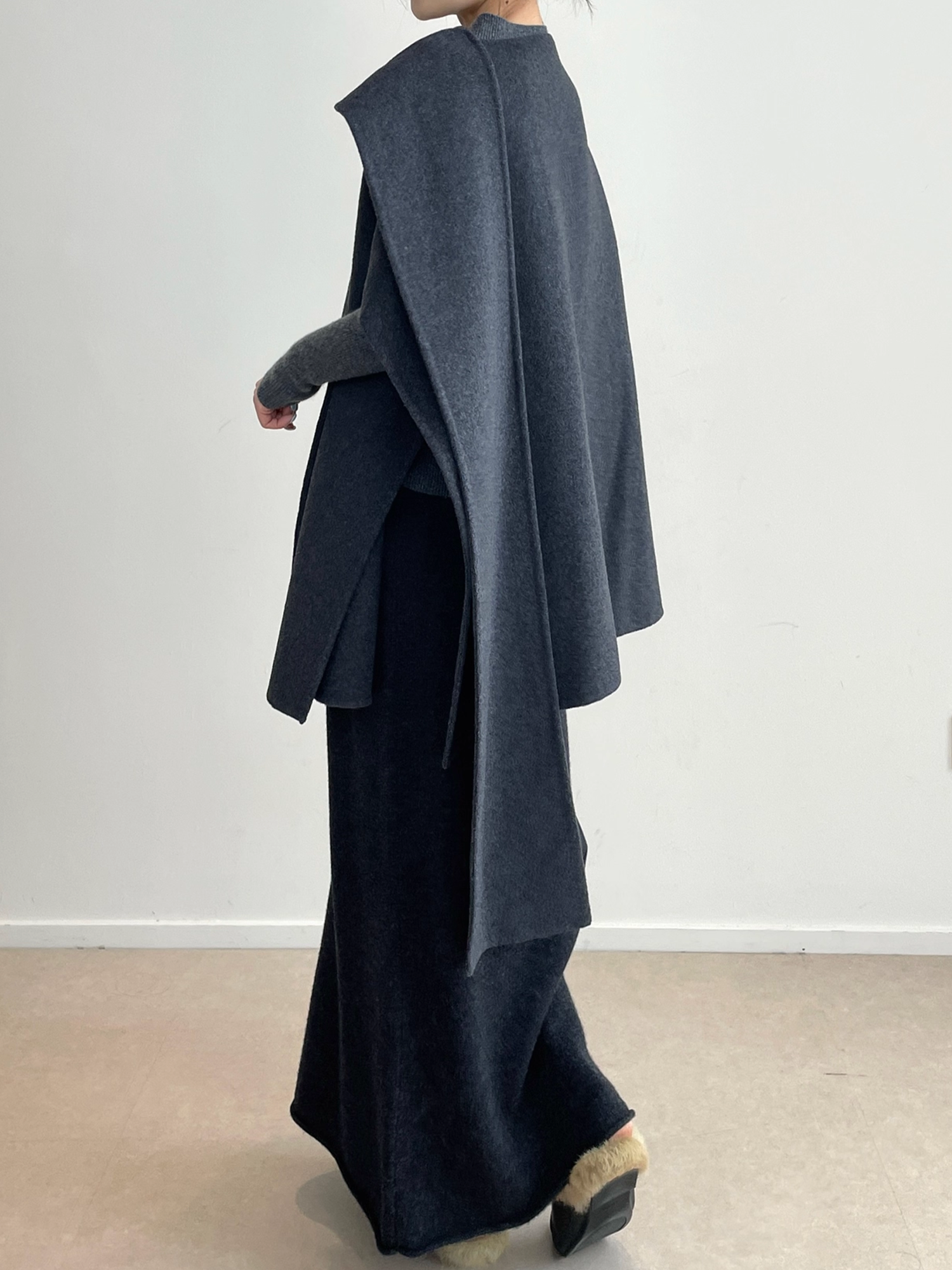 Wool Double-Faced Scarf Collar Cape Coat for Women | Elegant Winter Wool Cloak Jacket