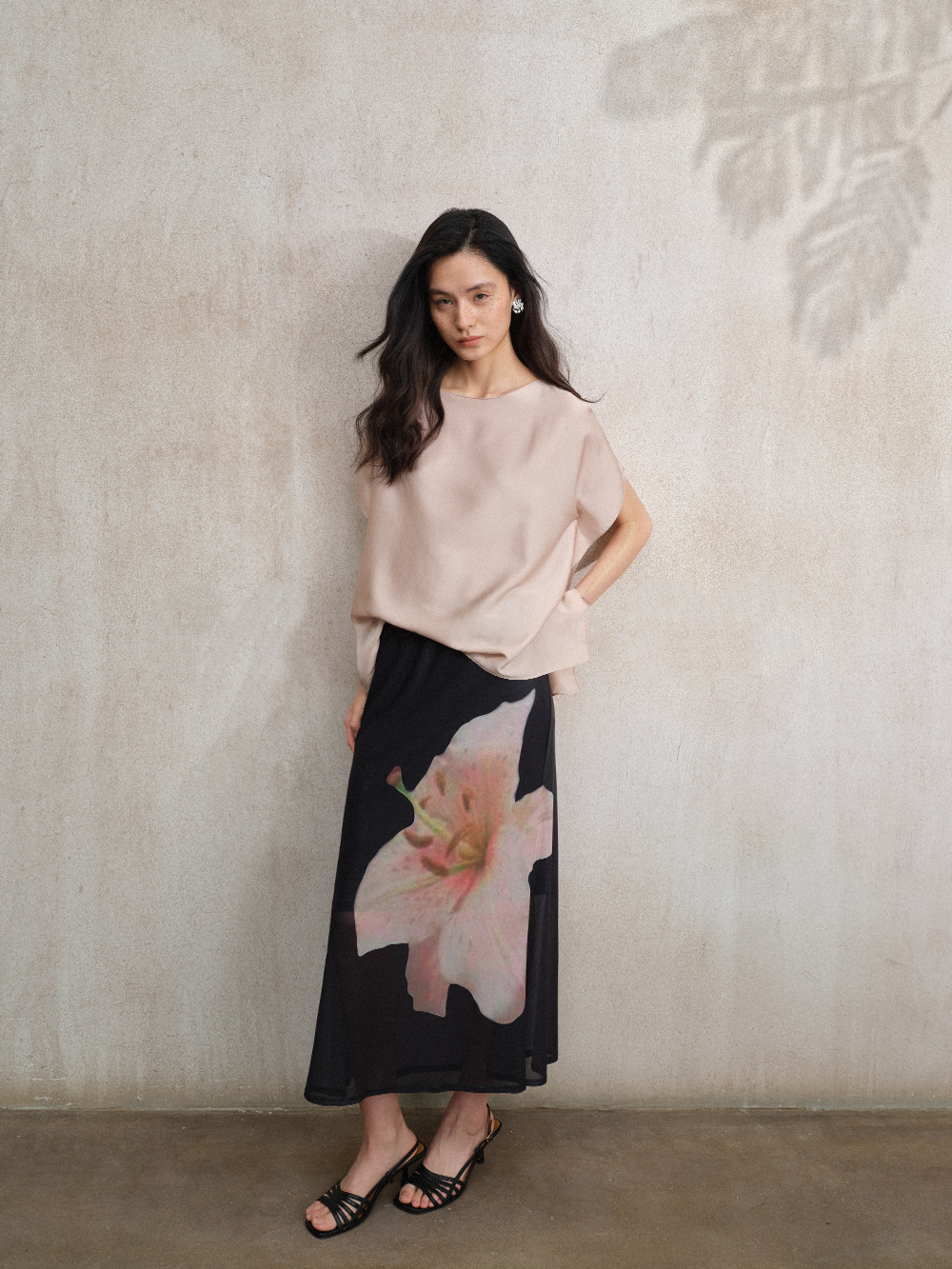 Hand-Painted Lily Tulle Skirt – Lightweight Mesh Midi Skirt with Comfortable Elastic Waist