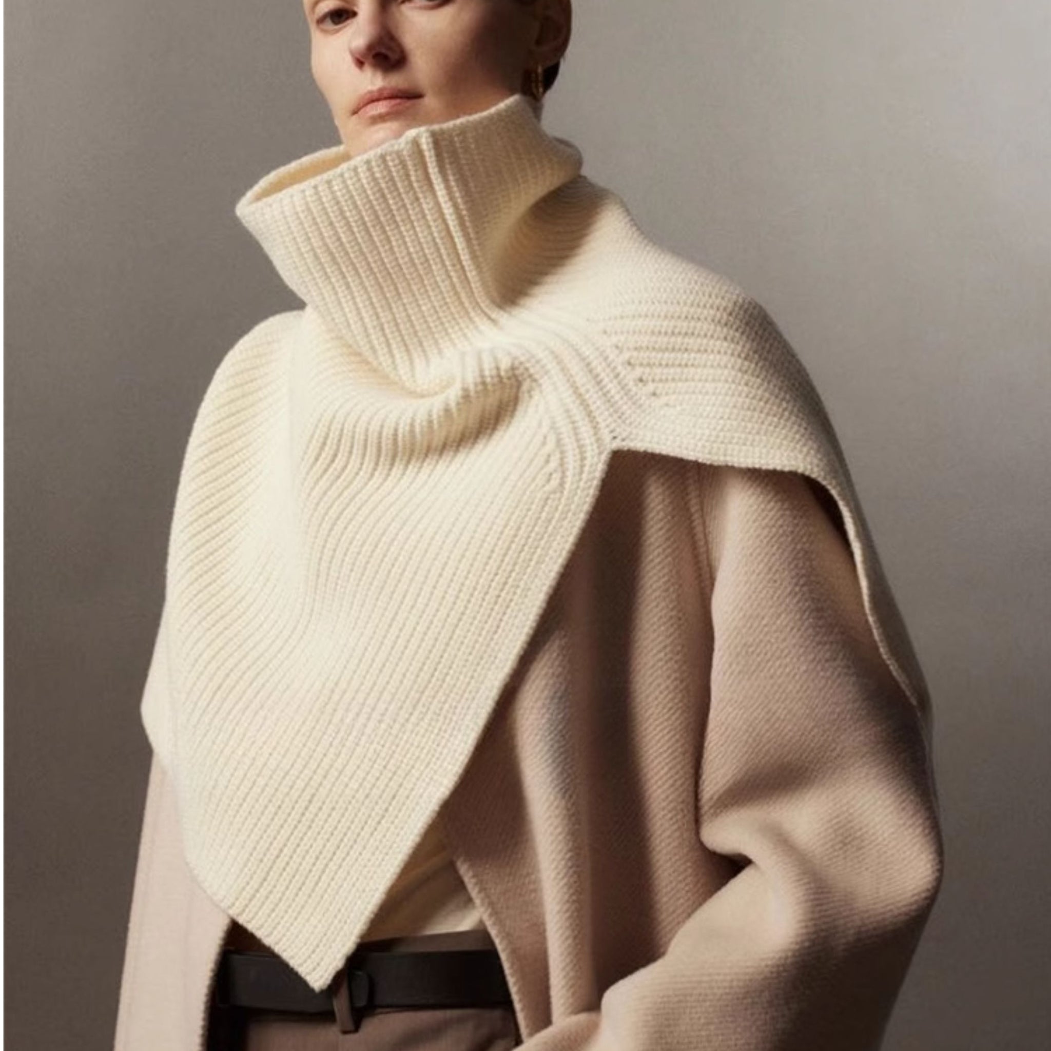 Nordic Style Merino Wool Knit Scarf for Women – Australian Wool Shawl Neck Wrap, Warm and Stylish Winter Accessory