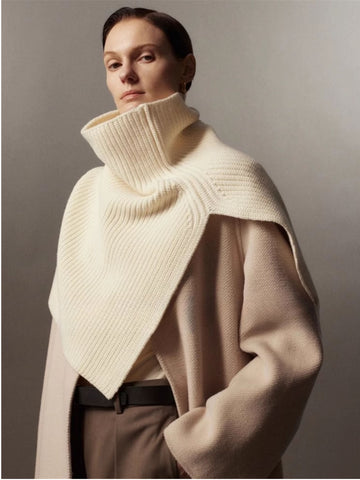 Nordic Style Merino Wool Knit Scarf for Women – Australian Wool Shawl Neck Wrap, Warm and Stylish Winter Accessory