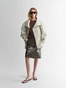 Coated Paper-Touch Cotton Stand-Collar Trench Coat – Made to Measure
