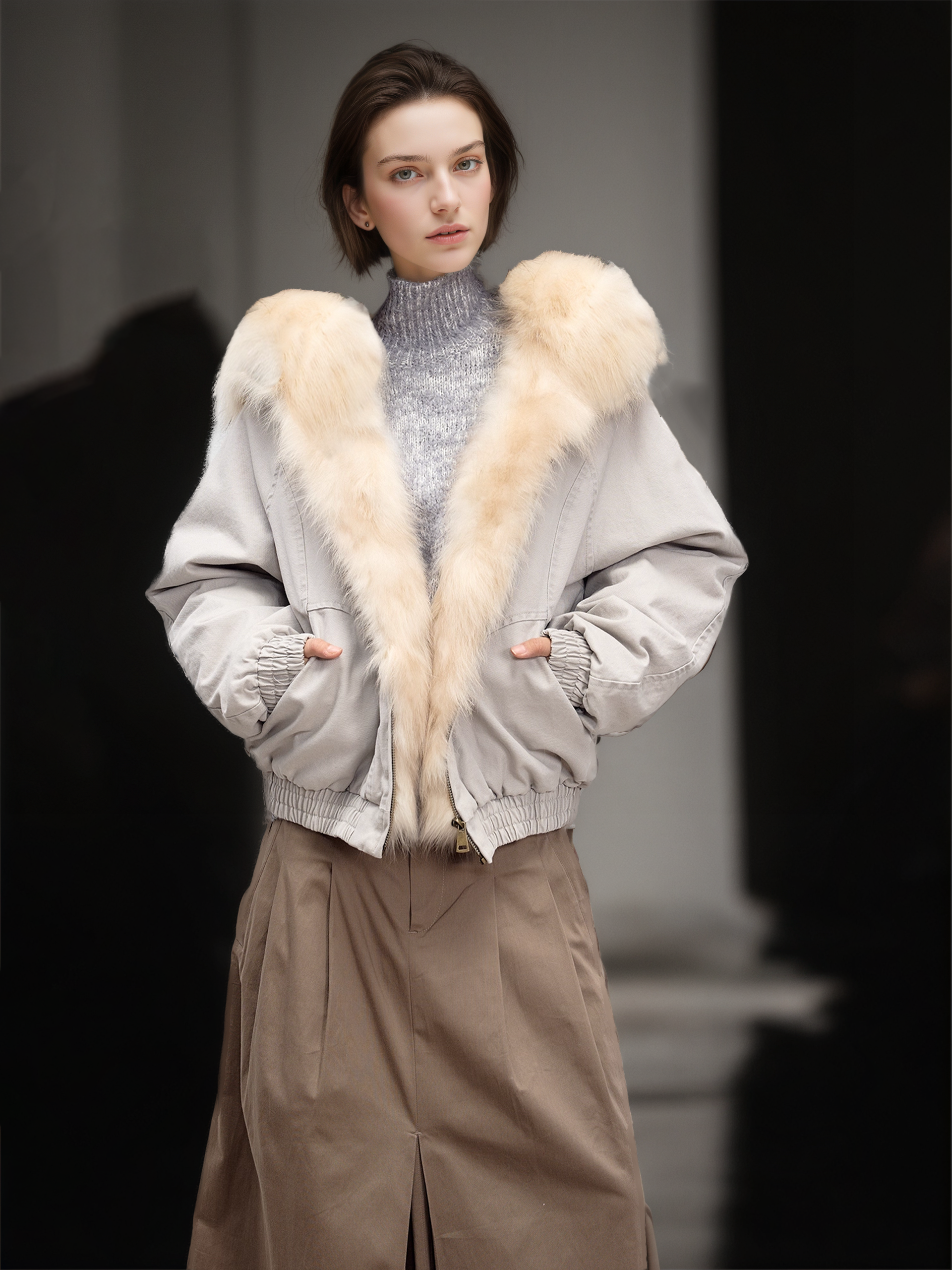 Women’s Short Down Parka with  Raccoon Fur Hood | Winter Warm Puffer Jacket