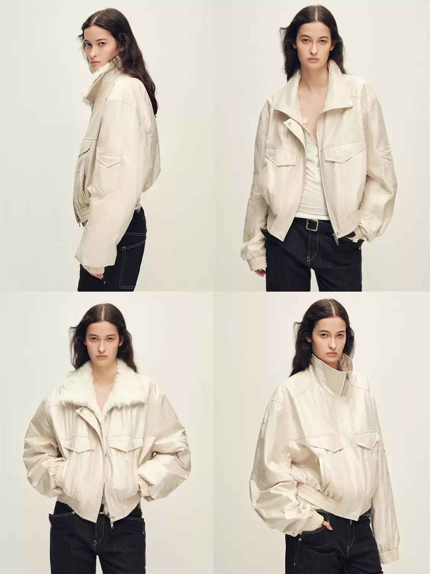 Detachable Shearling Collar 90% White Goose Down Parka – Winter Faux Fur Trim Coat for Women