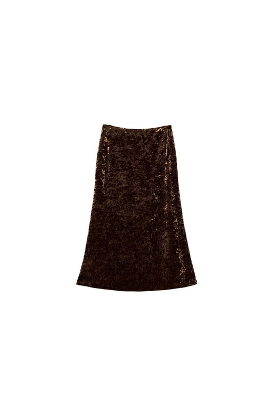 Glimmering Waves Vintage Gold-Flecked Fish Tail Skirt | Stretch Velvet Midi Skirt