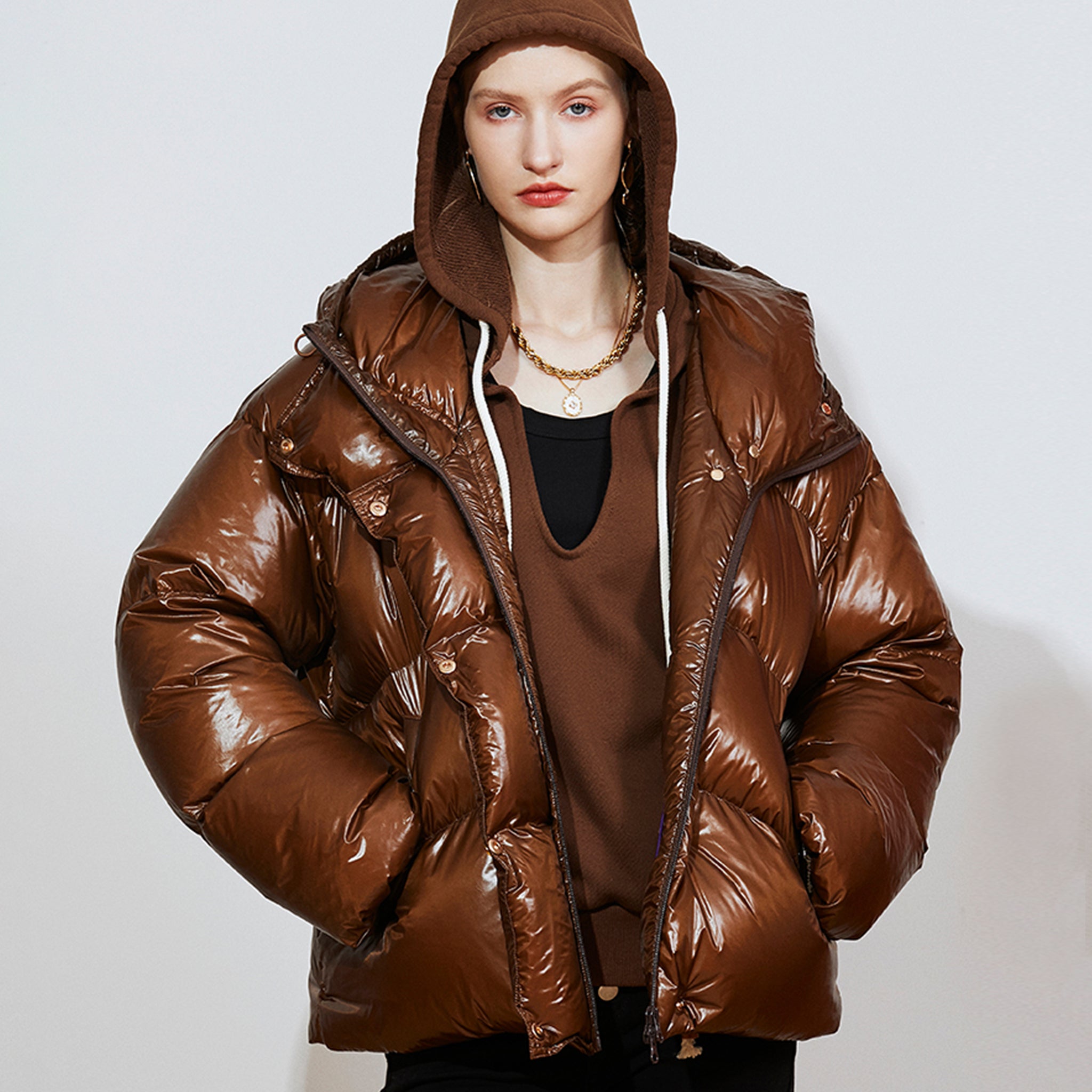 Double-Filled 90% White Duck Down Puffer Coat & Skirt Set – Thick Winter Outfit for Women