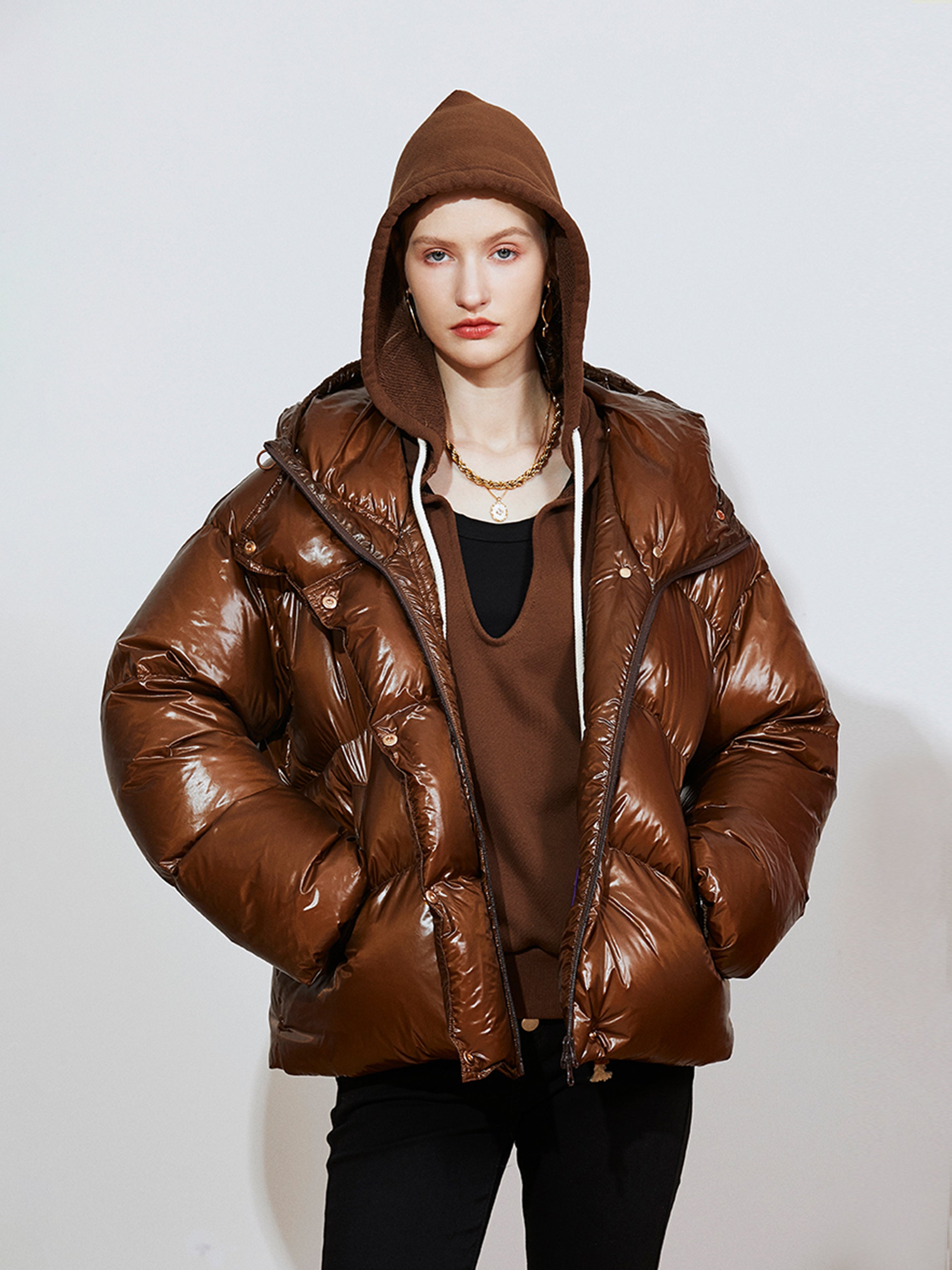 Double-Filled 90% White Duck Down Puffer Coat & Skirt Set – Thick Winter Outfit for Women