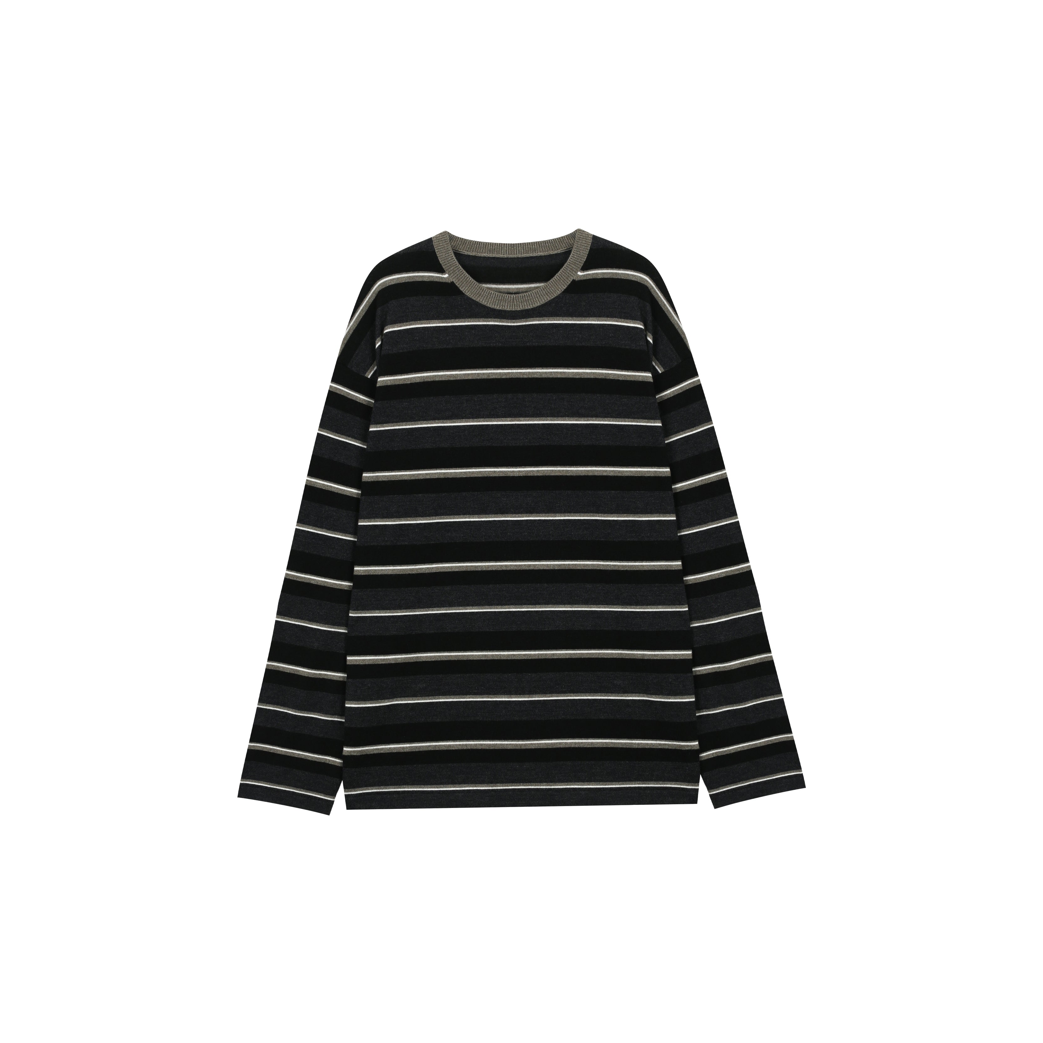 Washed Wool Striped Oversized Sweater for Women – Thick German-Style BIELLA Knit
