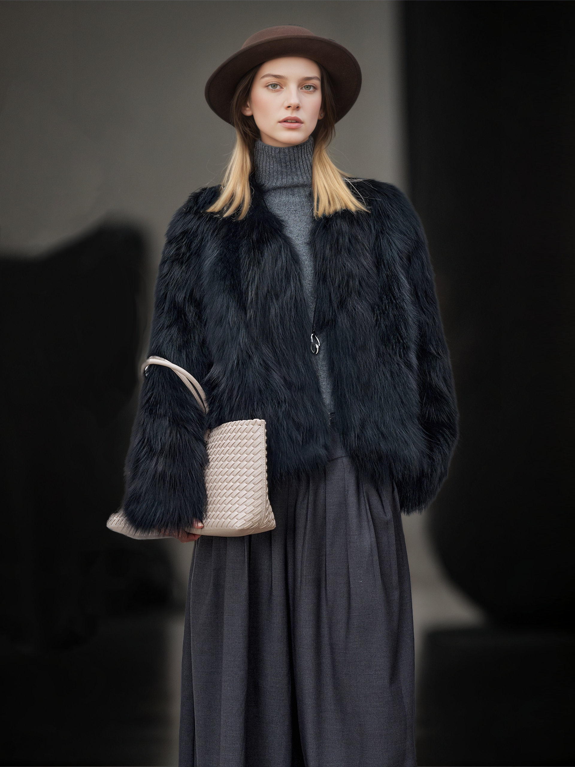 Women’s  Fox Fur Jacket | Slim Fit Short Winter Coat Inspired by Finnish Design