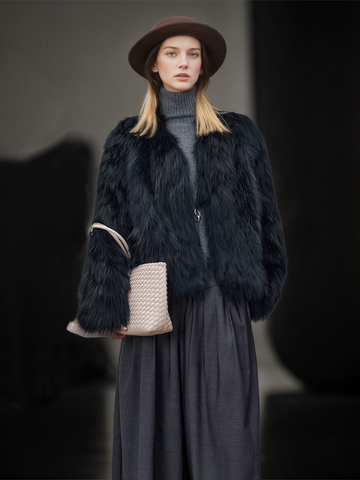 Women’s  Fox Fur Jacket | Slim Fit Short Winter Coat Inspired by Finnish Design