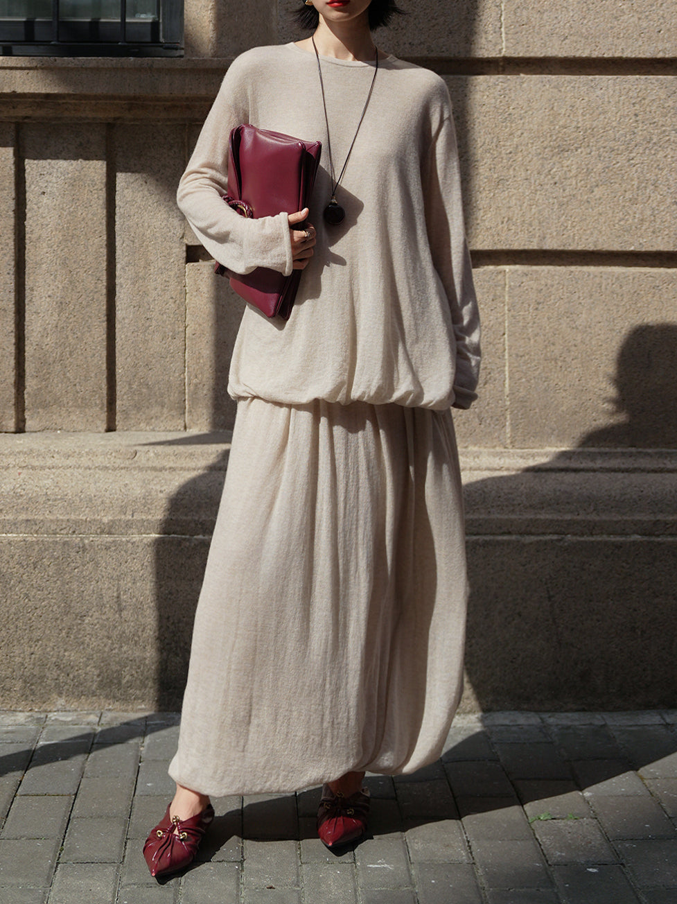 Featherlight Cashmere Wool Romantic Atmosphere Cake Top & Skirt Set – Ethereal, Elegant Layered Design