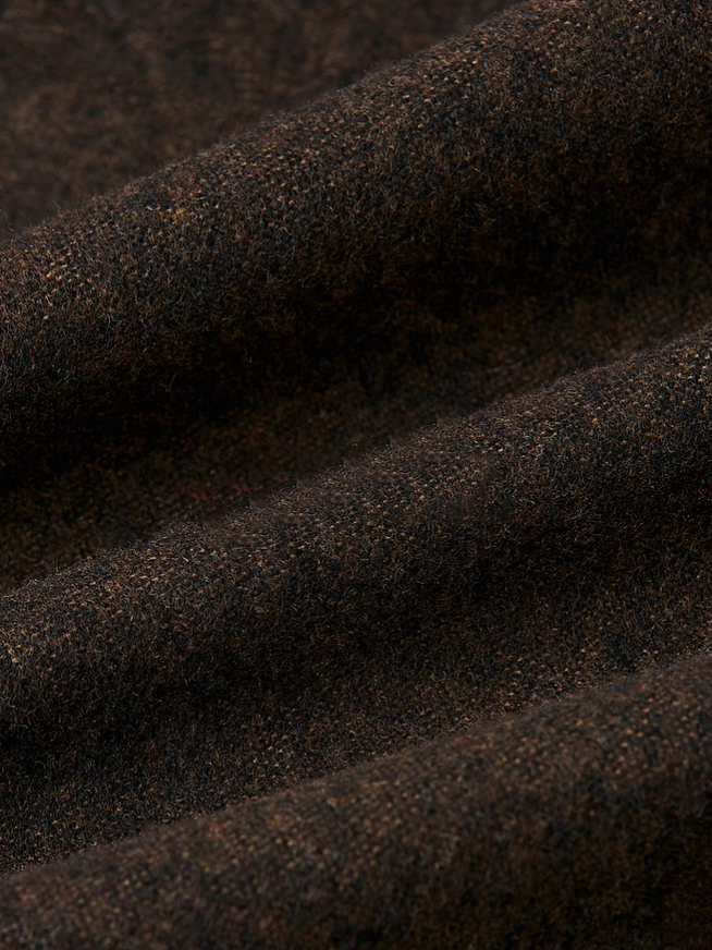 Hepburn-Style Heavy Wool Structured A-Line Midi Skirt for Women with Elastic Waist