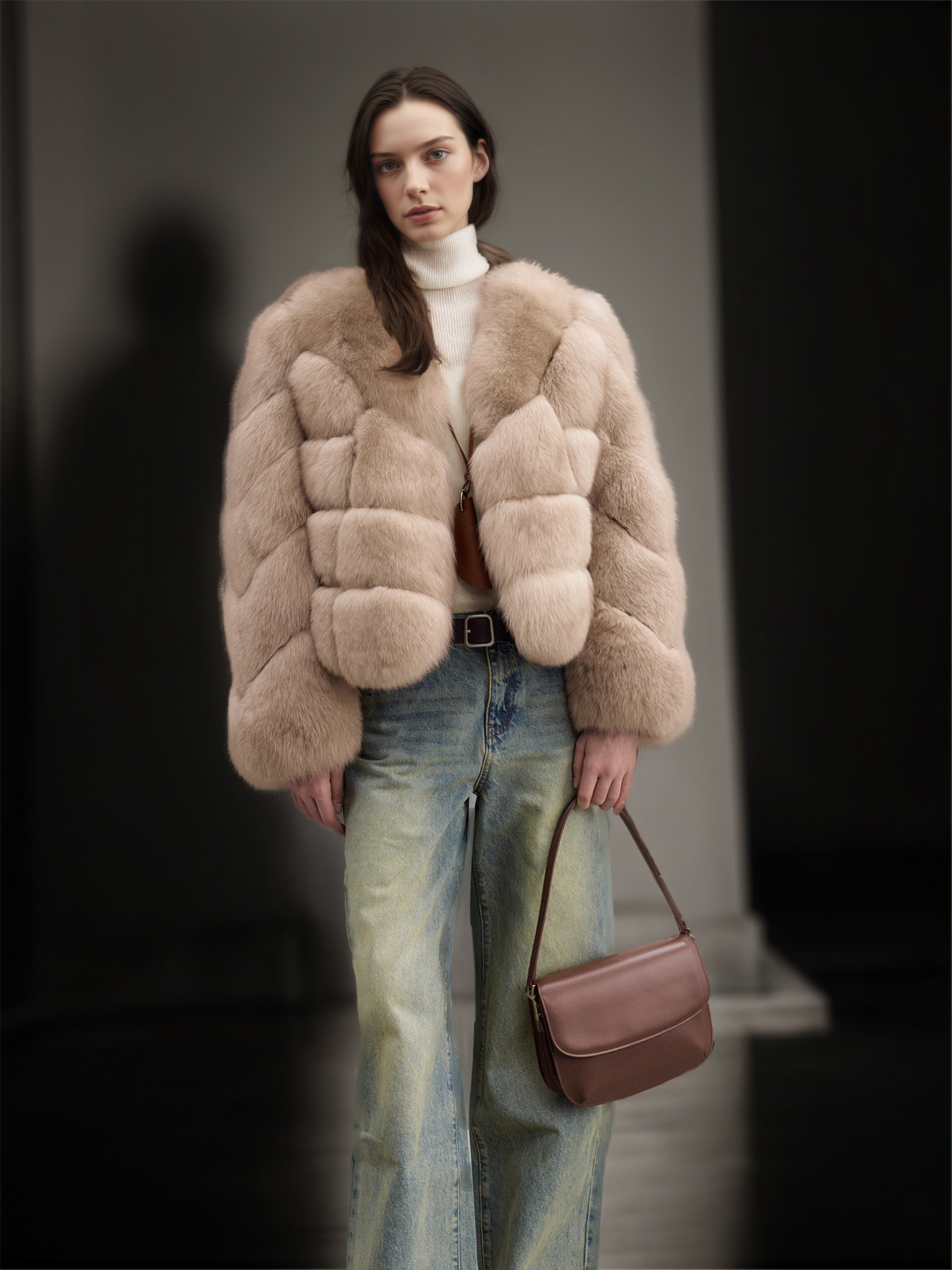 Women’s Short  Fox Fur Coat | Chic Winter Jacket with Soft Fluffy Texture