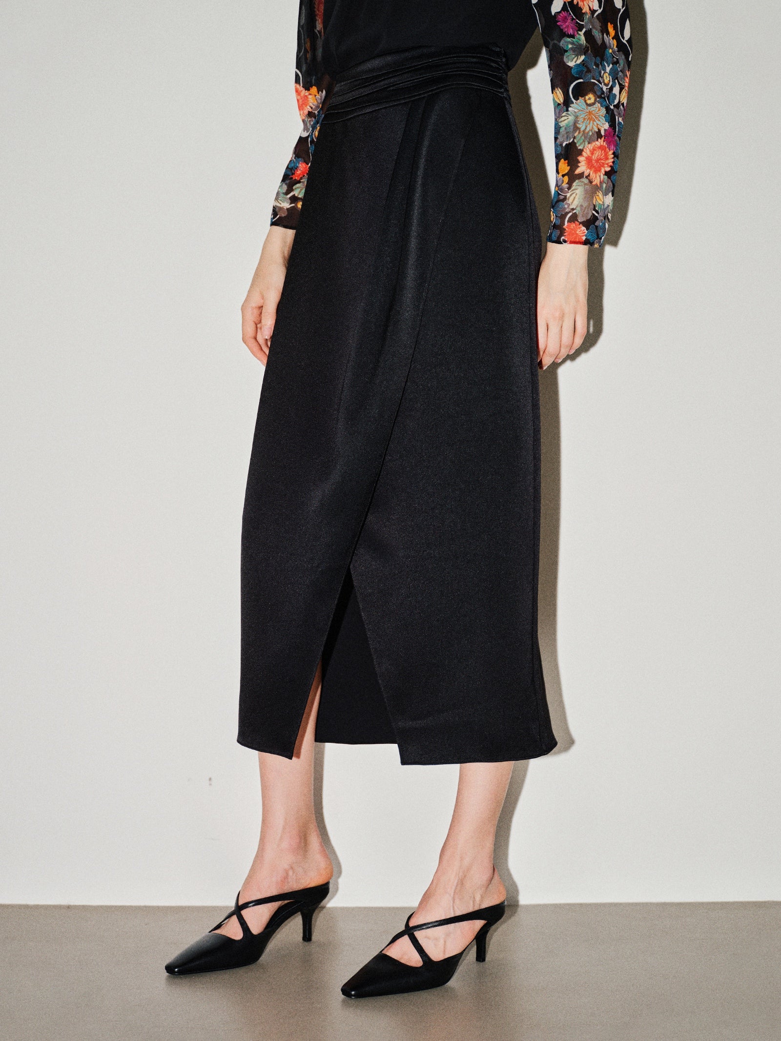 Elite Lady’s Essential "Airy Paper Skirt" Japanese Triacetate Copper Ammonia Slimming Straight Midi Skirt