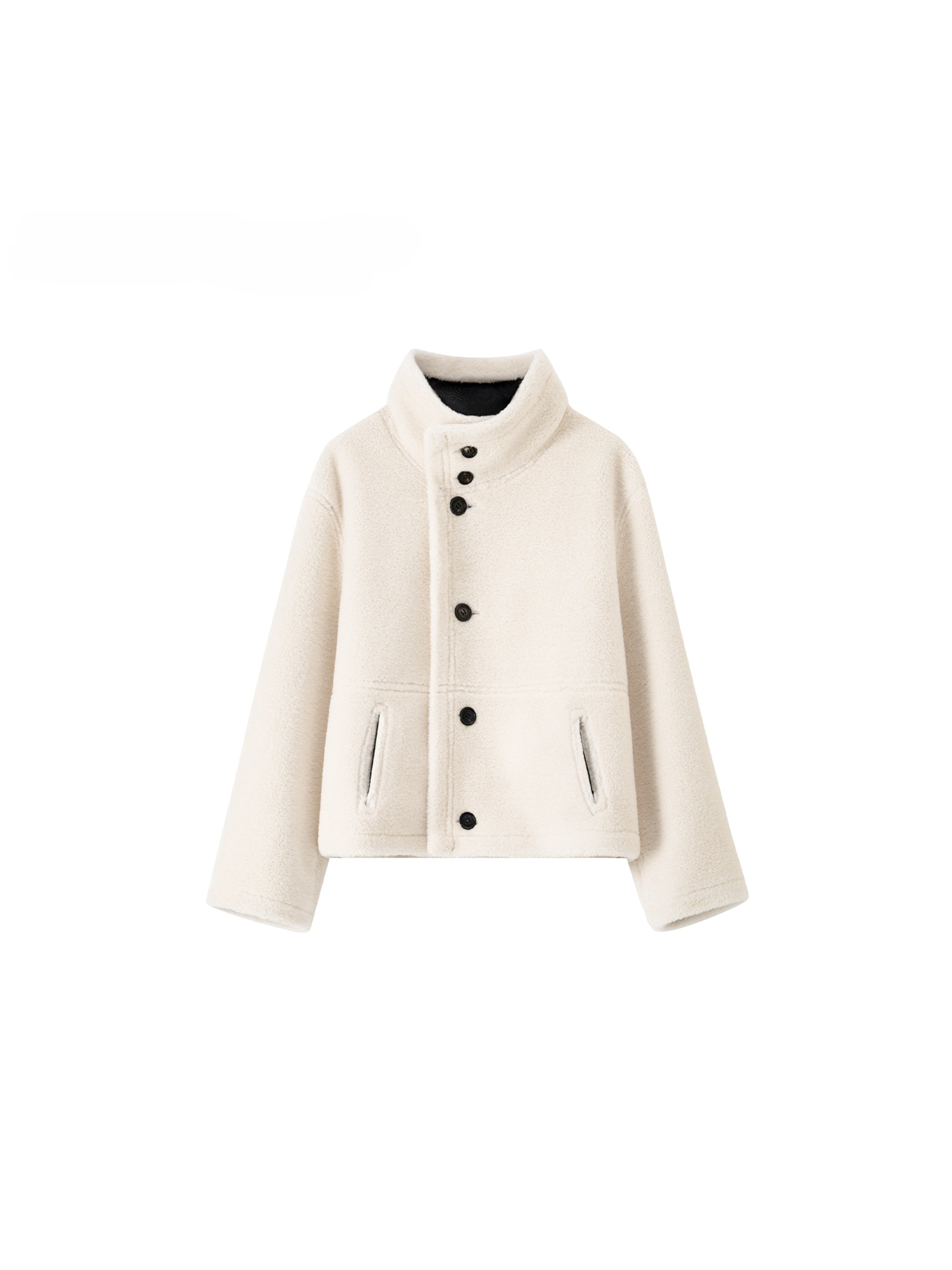 Soft and Dense Reversible High-Collar Tailored Jacket with Double-Sided Wear