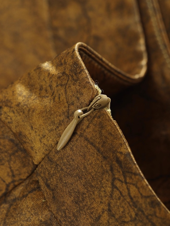 Vintage 100% Acetate Gilded Gloss Pencil Skirt for Women — Textured Crackle Lines, Elegant High-Waist Slim Skirt