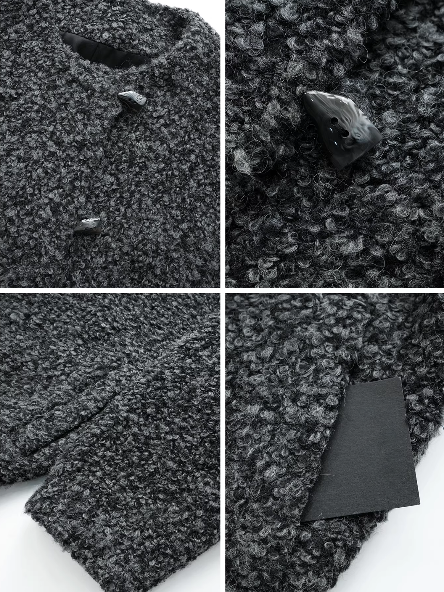 Women’s Short Wool Blend Coat with Alpaca Texture | Elegant Tweed Style Winter Jacket