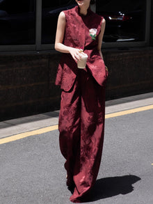 Acetate Jacquard Longline Vest & Wide-Leg Pants – Made to Measure