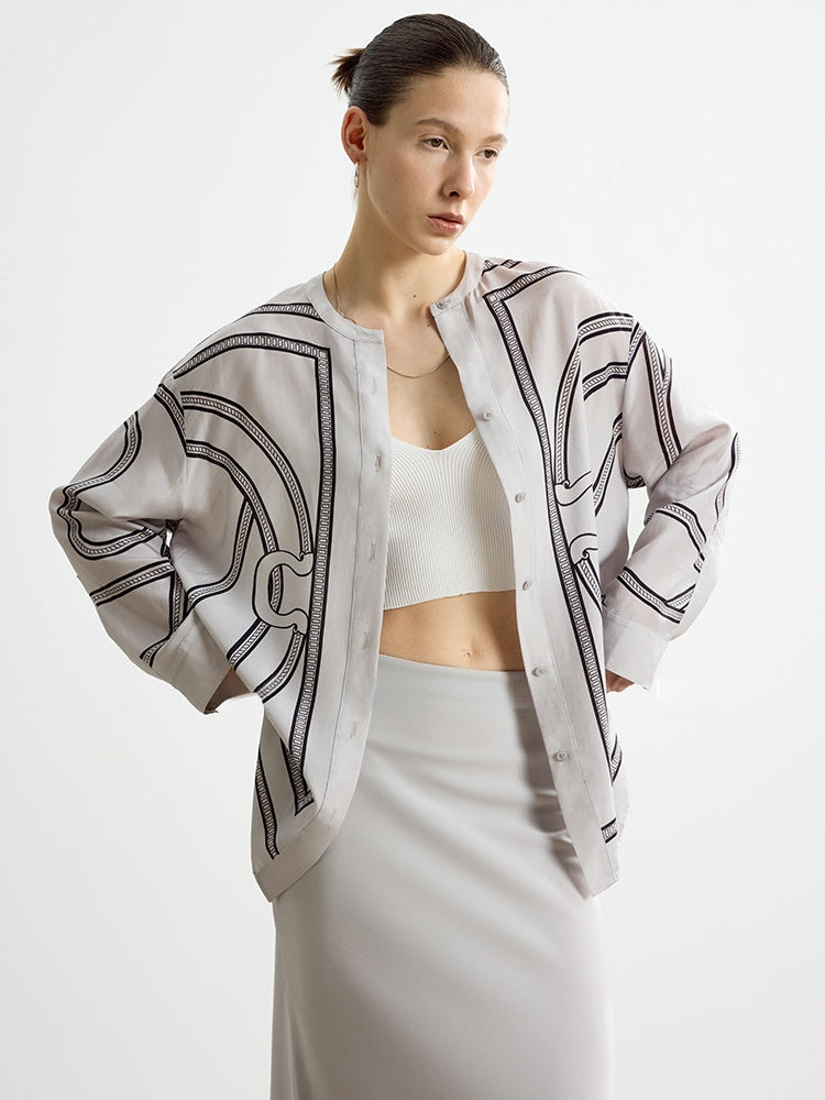 French Elegant Printed Shirt – Casual Loose Sun-Protective Outerwear for Women
