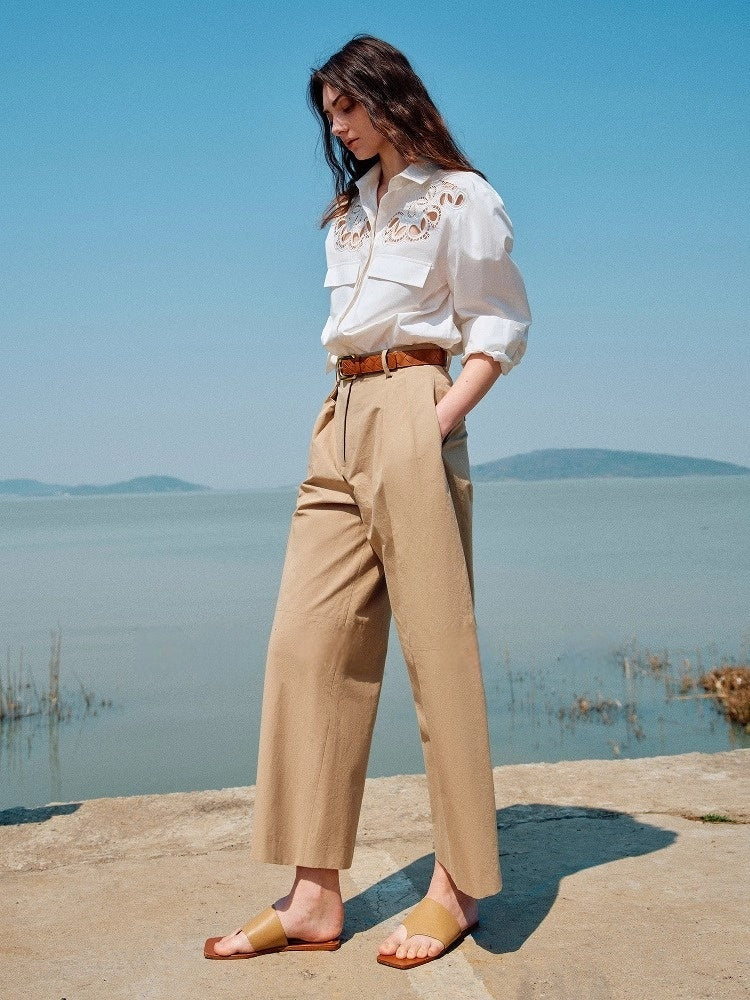 Luxury French Hollow Embroidered Cotton Blouse – Refined Craftsmanship, Elegant Summer Shirt