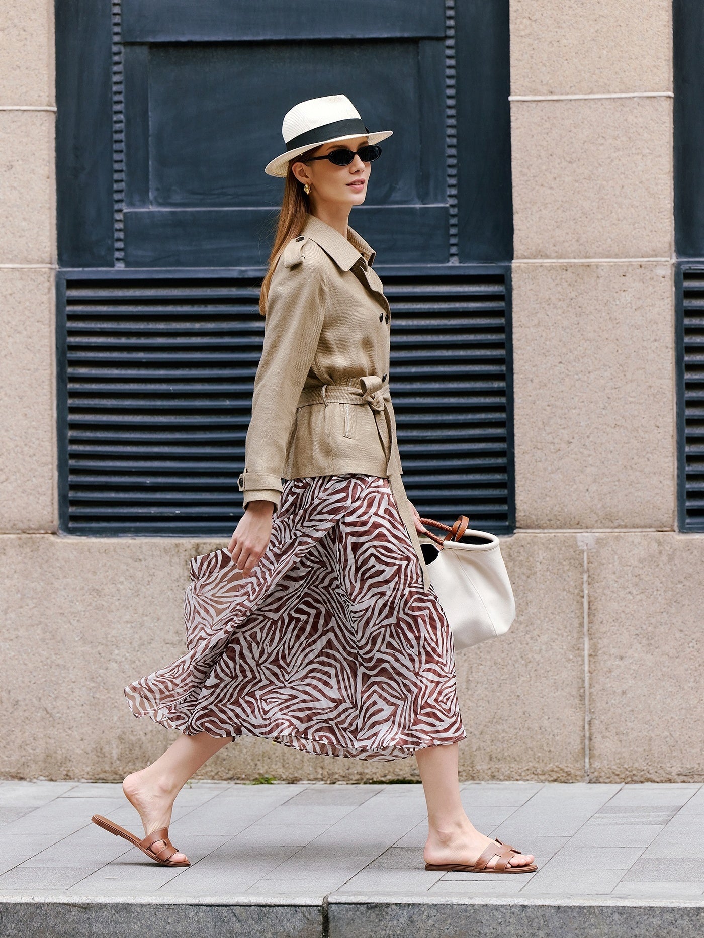 Mulberry Silk Zebra Print Midi Skirt – 6A Grade Draped Old Money Style