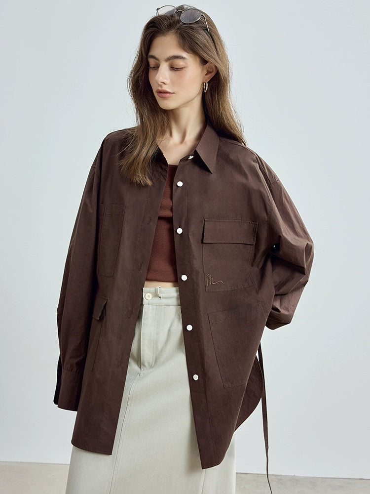 Early Autumn Casual Light Luxury Pure Cotton Long Sleeve Shirt – Women's Utility Outerwear