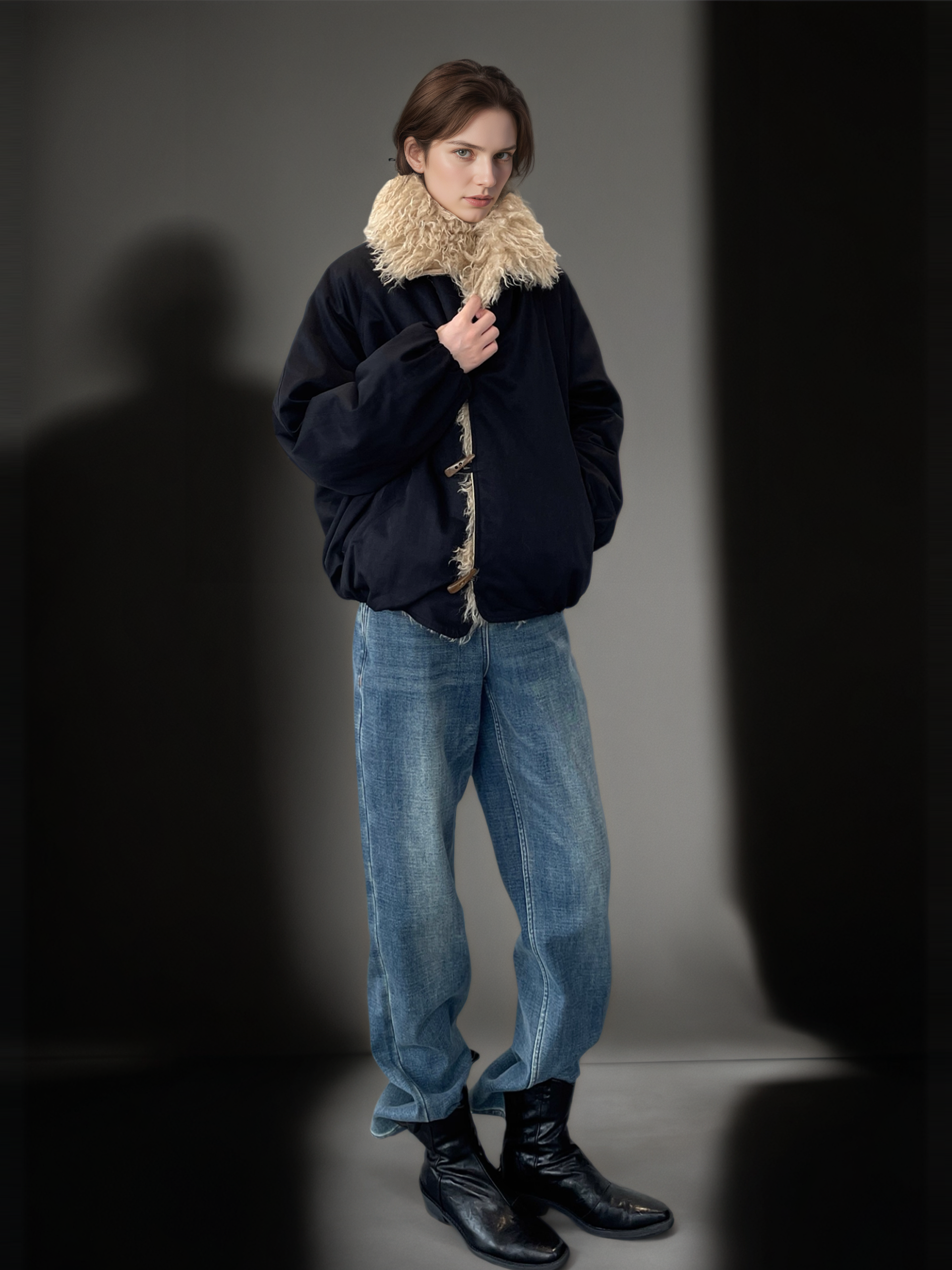 Women’s Plush Oversized  Jacket with Large Lapel | Warm Fleece Lined Winter Coat