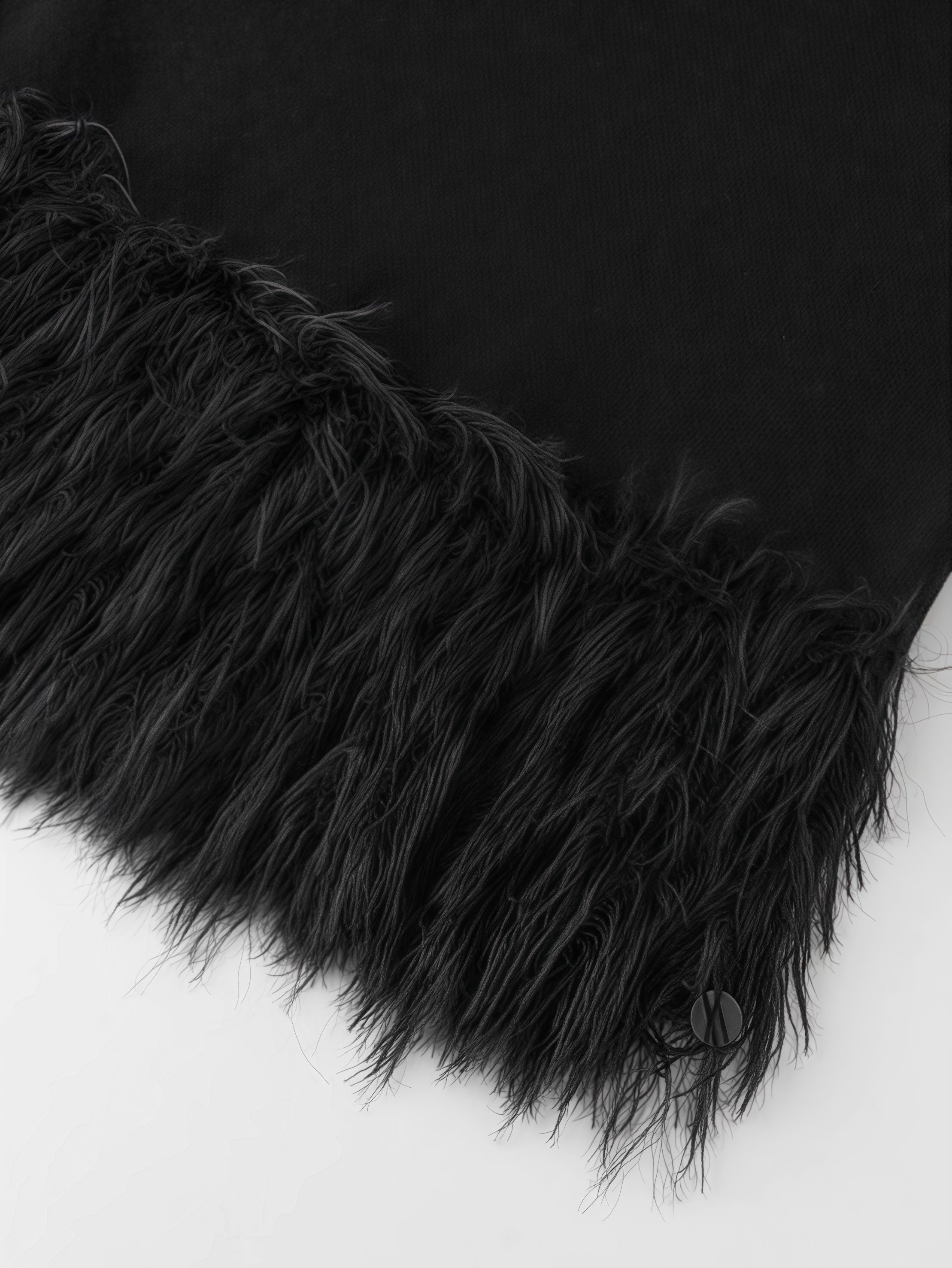 Double-Layer Thick Wool Cross-Stitch Tassel Sequin Embellished Knit Midi Skirt