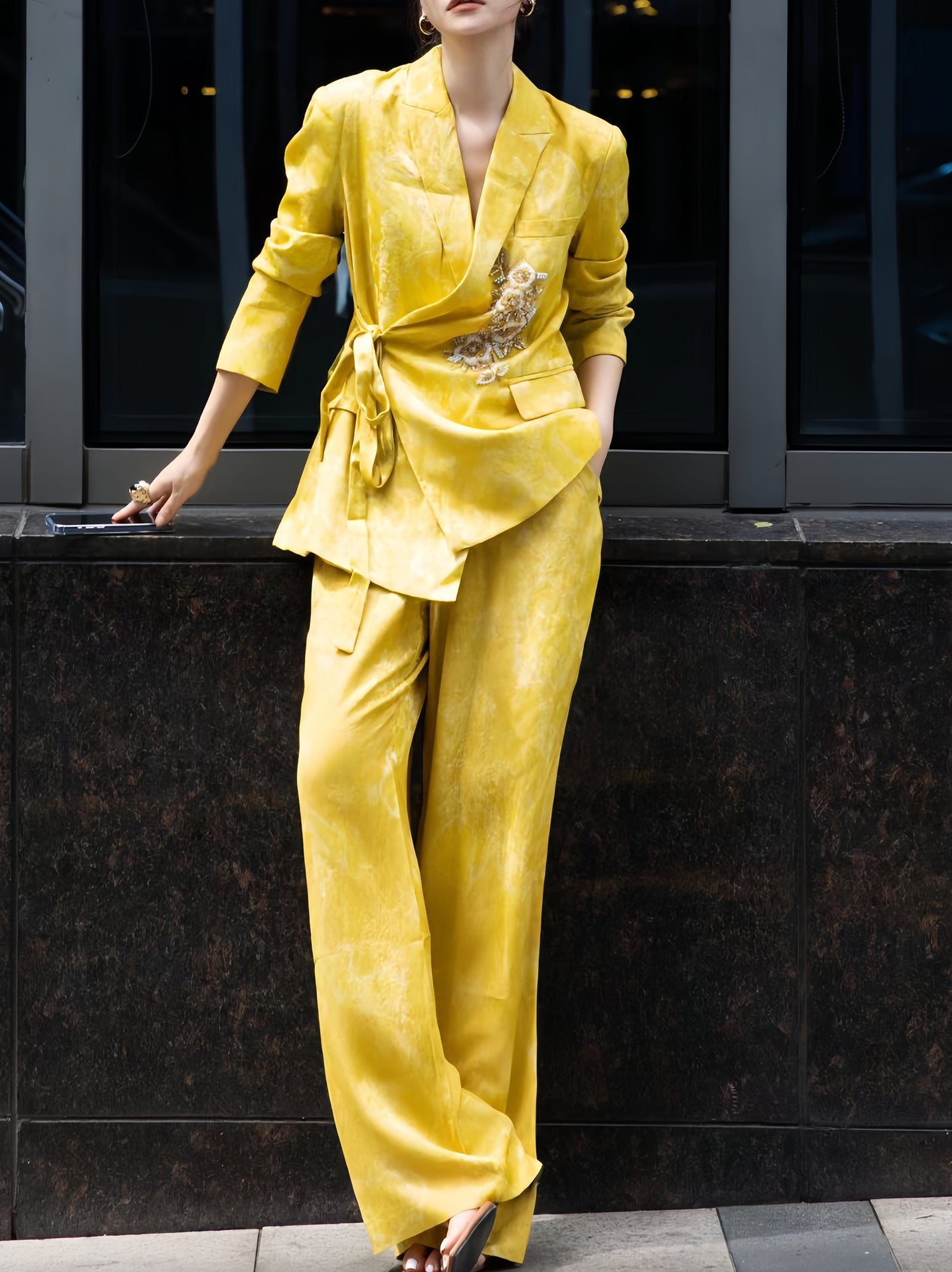 Haute Couture Women's Suit – 2025 Autumn Beaded Jacquard Triacetate Two-Piece