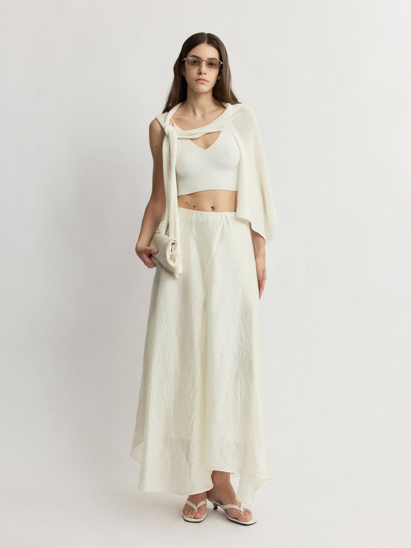 Cool-Touch Linen Cotton Open-Knit Resort Shawl