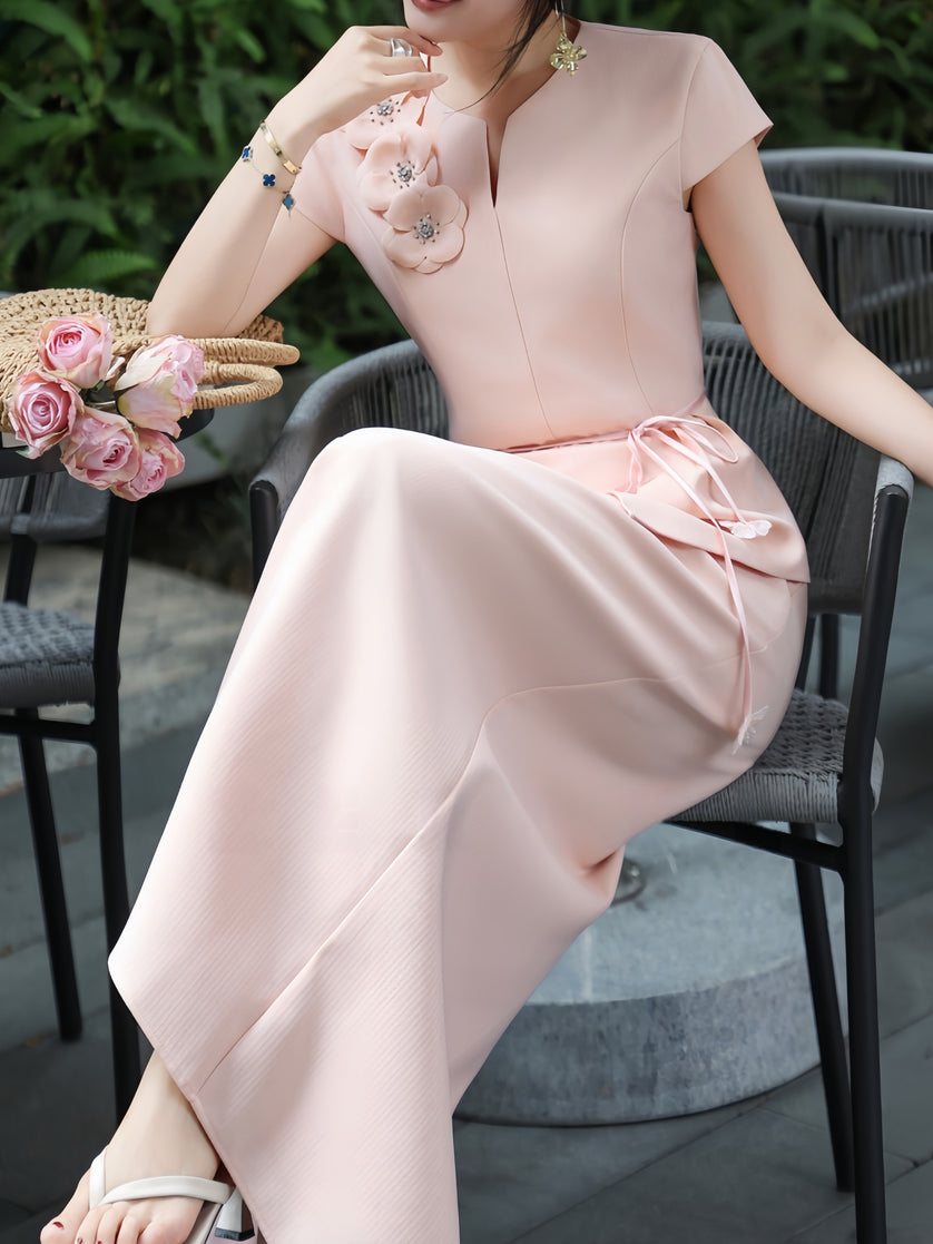 3D Floral Sculpted Two-Piece Dress Suit