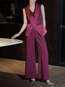 Sleeveless Utility Vest, Lace Wrap & Wide-Leg Pants – Made to Measure